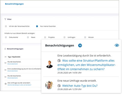 Intranet Software Modul Benachrichtigungen