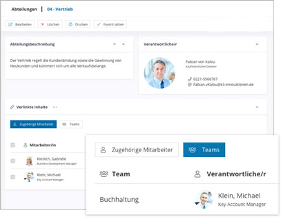 Intranet Software Module Abteilung