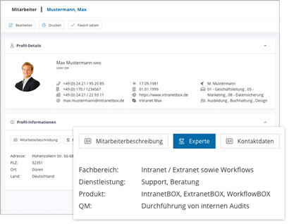 Module Intranet Software Module Mitarbeiter