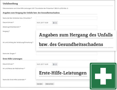 Intranet Software Modul Unfallmeldung